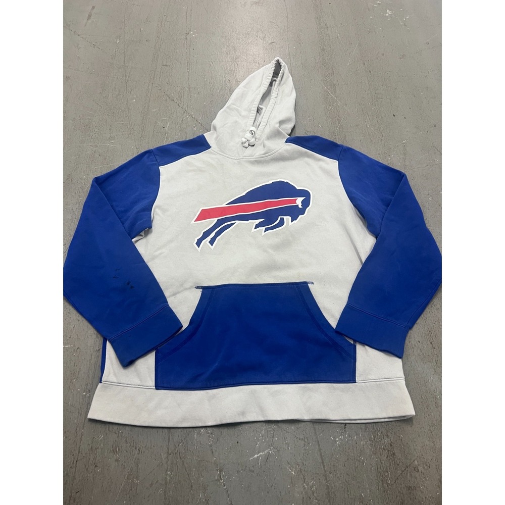 Fanatics Buffalo Bills Hoodie Mens Large White Blue Graphic Long Sleeve Football - Picture 1 of 7